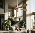 Zénith Blanc, ventilateur de plafond 5 pales bois clair et blanc, vue 5