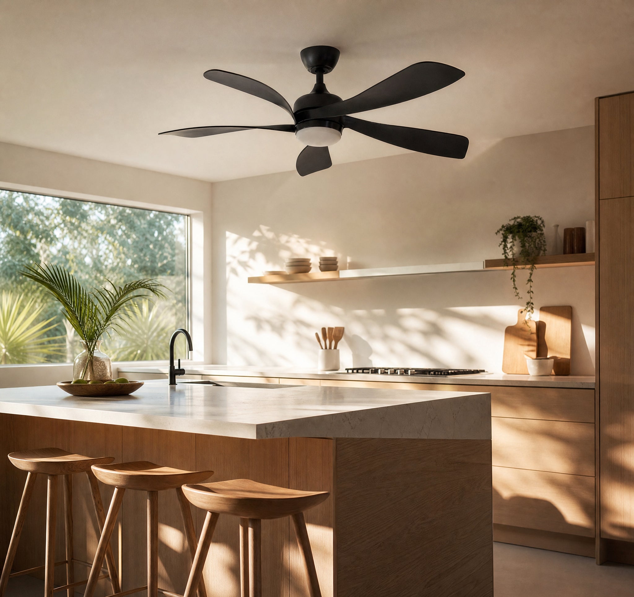 Zénith Noir, ventilateur de plafond 5 pales noir avec LED, vue 5