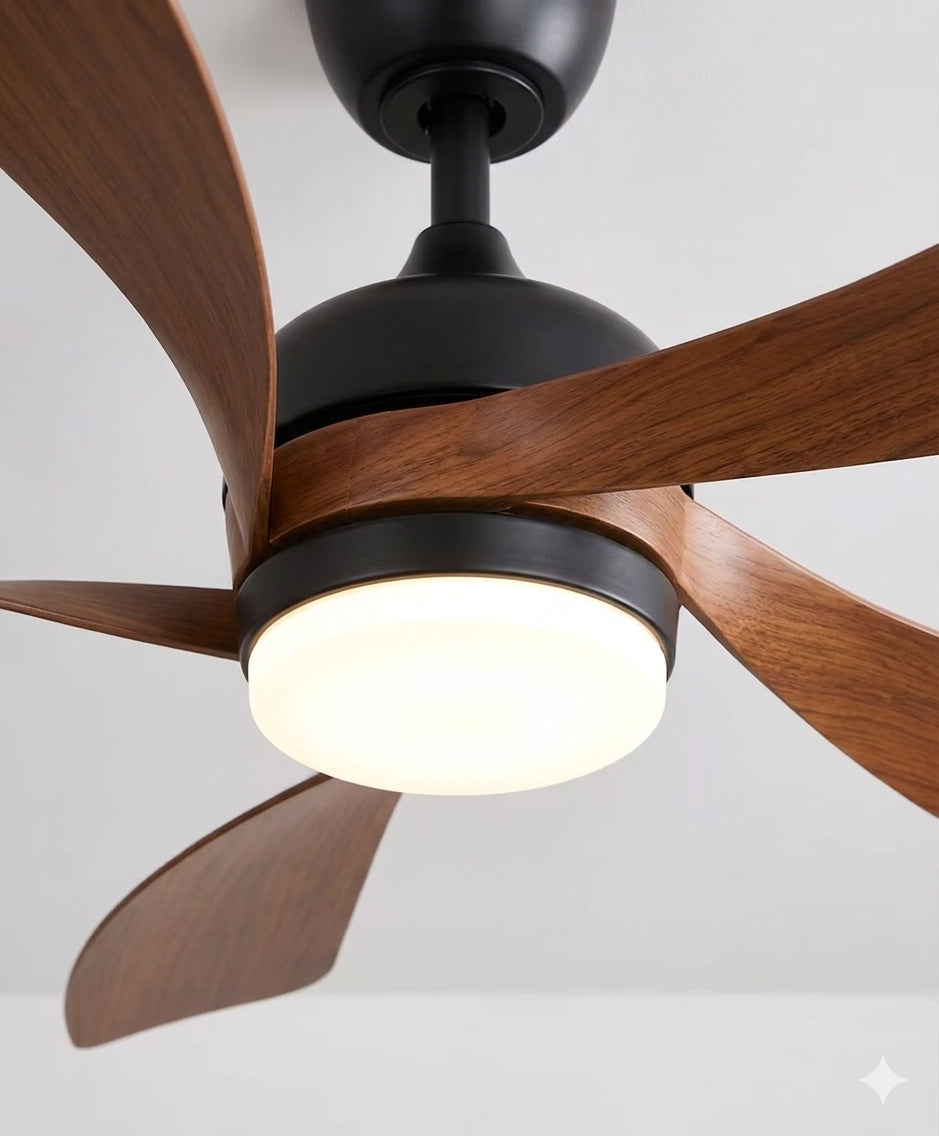 Zénith Noyer, ventilateur de plafond 5 pales noyer et noir, vue 6