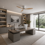 Axiom | Ventilateur moteur DC blanc et bois clair