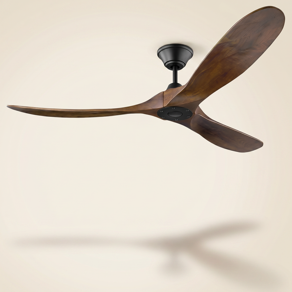 Ventilateur de plafond Cedre noir, pales bois massif, jusqu'a 178 cm