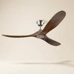 Ventilateur de plafond Cedre finition argent nickel, pales bois massif
