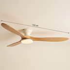 Detail du ventilateur Cap LED Ivoire profil bas, 132 cm, LED integree