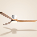 Ventilateur de plafond Cap LED Ivoire, boitier ivoire et pales bois clair, LED integree