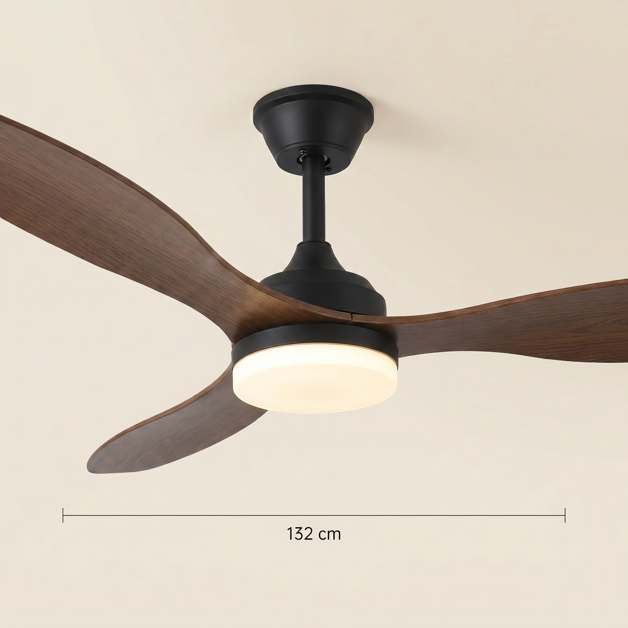 Detail du ventilateur Opale profil bas, 132 cm