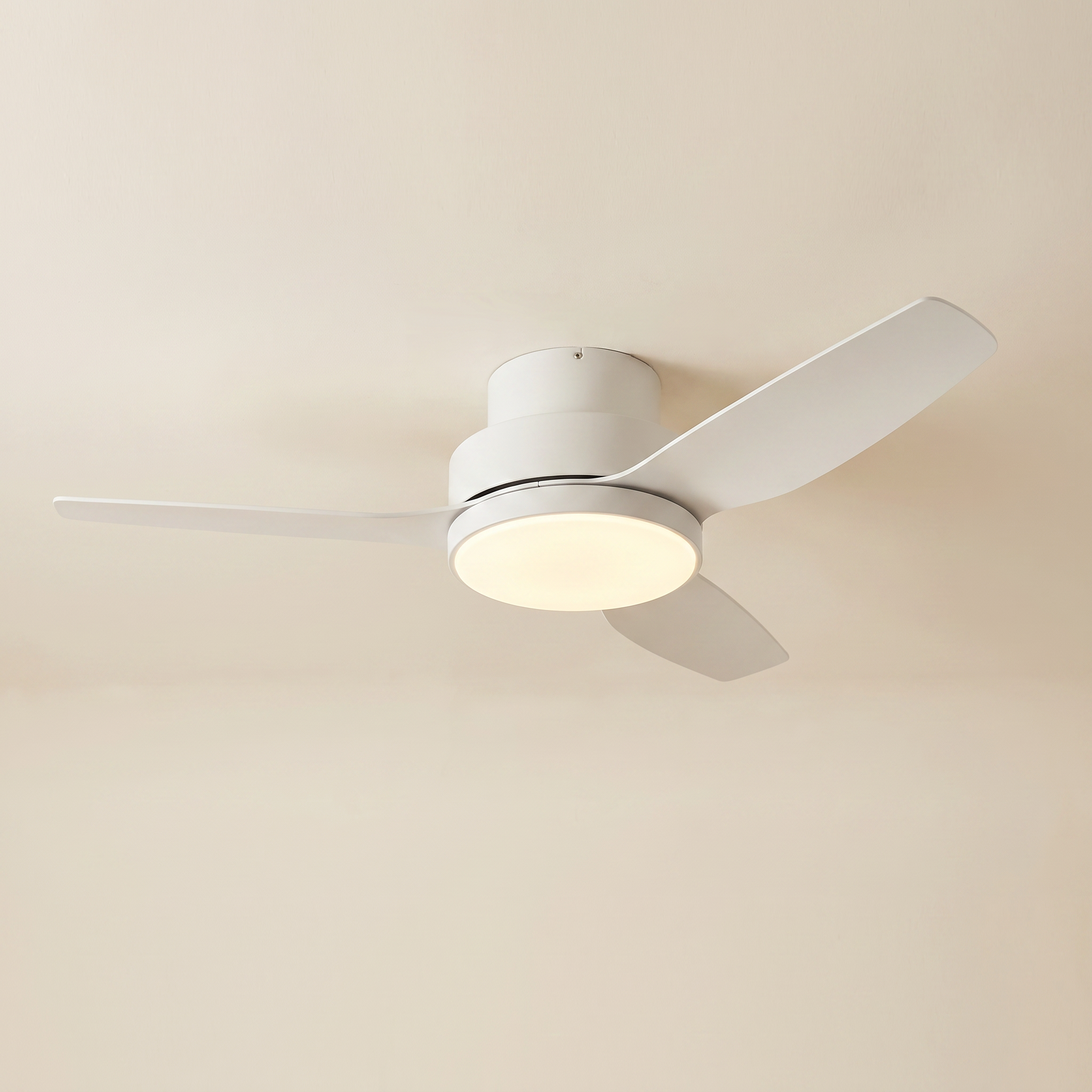 Ventilateur de plafond Opale tout blanc, profil bas