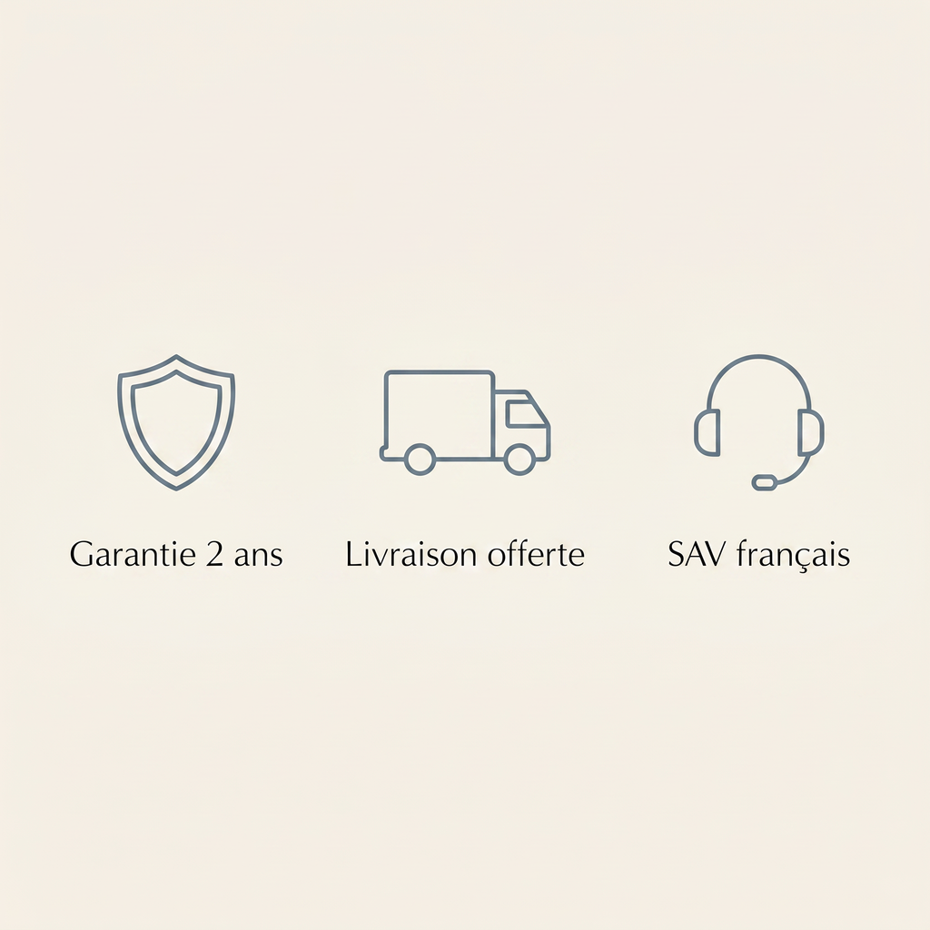 Garantie 2 ans, livraison offerte, SAV francais
