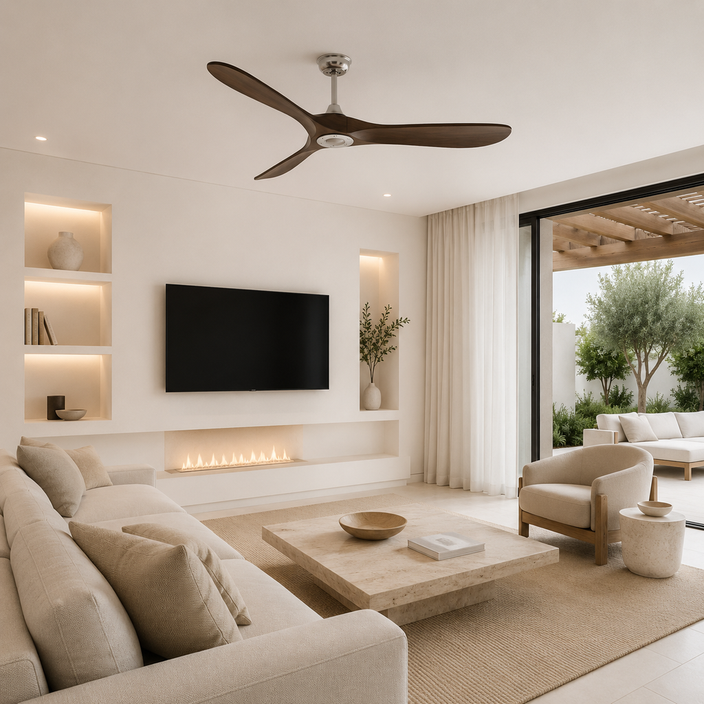 Aquilon | Ventilateur vintage argent et bois foncé
