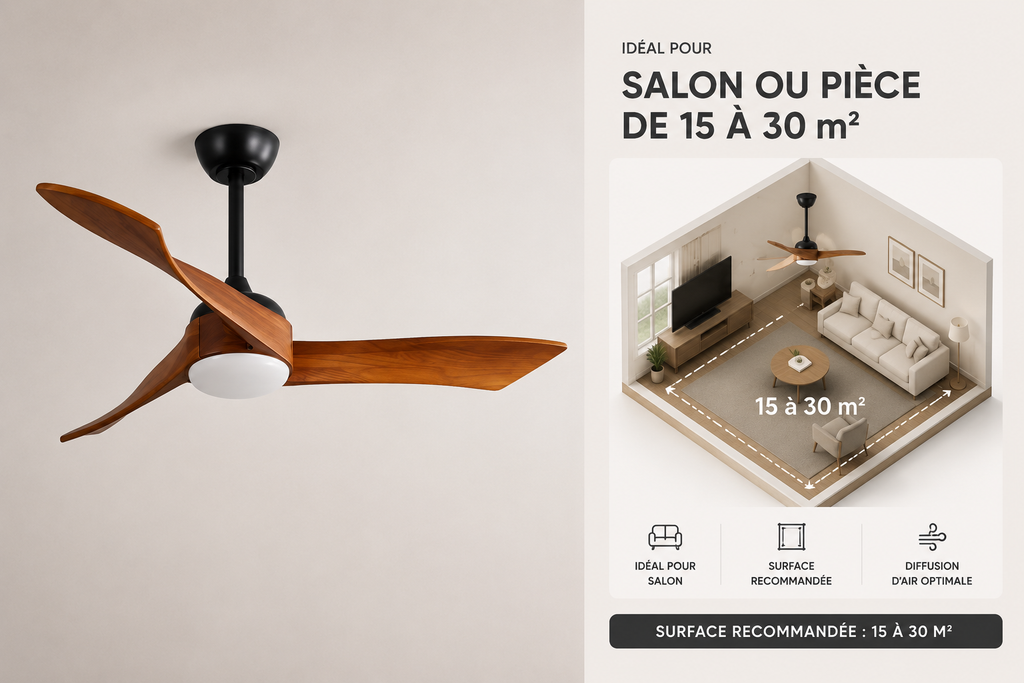 Cygnéo | Ventilateur nordique LED télécommande 132 cm