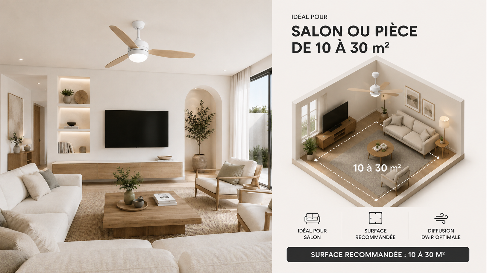 Calisto | Ventilateur design LED télécommande 117 cm