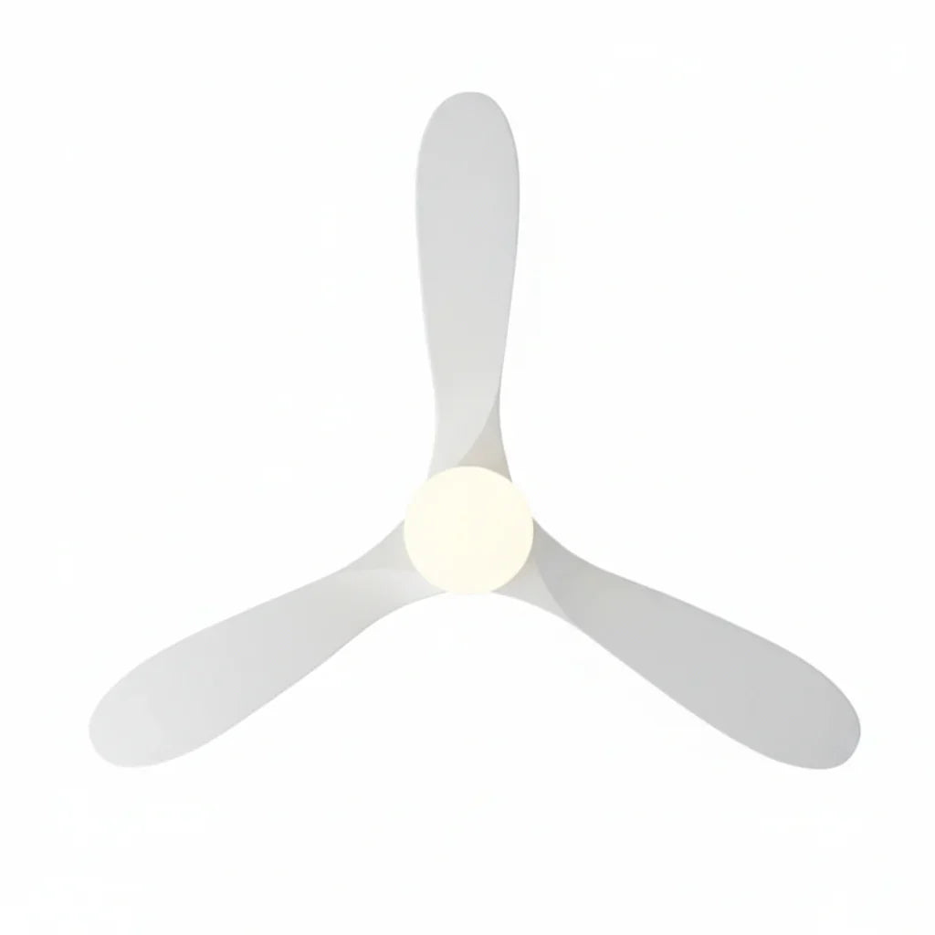 Brise | Ventilateur vintage blanc et bois blanc, LED