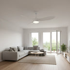 Brise | Ventilateur vintage blanc et bois blanc, LED