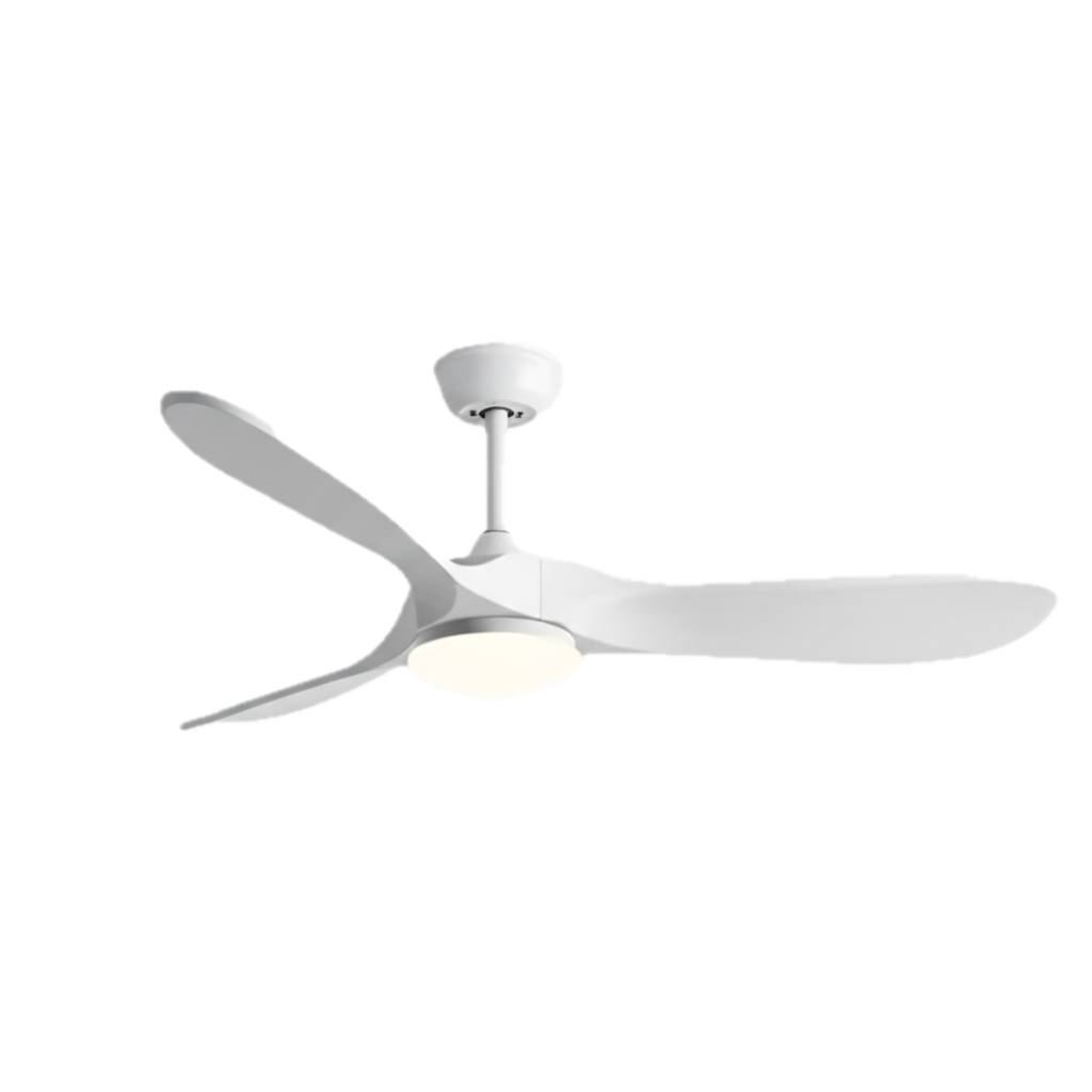 Brise | Ventilateur vintage blanc et bois blanc, LED