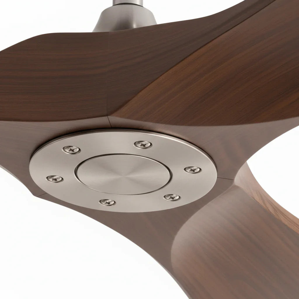 Aquilon | Ventilateur vintage argent et bois foncé