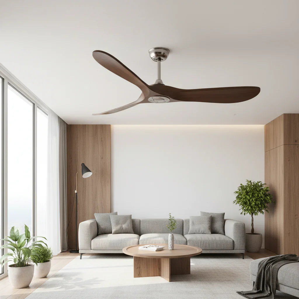 Aquilon | Ventilateur vintage argent et bois foncé
