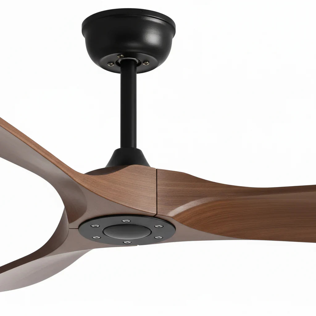 Auster | Ventilateur vintage noir et bois foncé