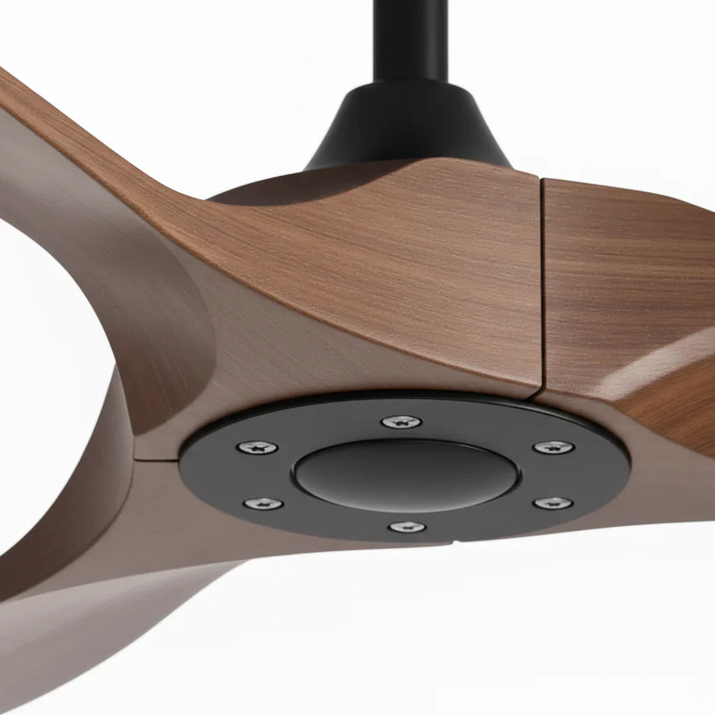 Auster | Ventilateur vintage noir et bois foncé