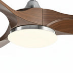 Khamsin | Ventilateur vintage argent et bois foncé, LED