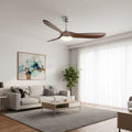 Khamsin | Ventilateur vintage argent et bois foncé, LED