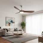 Khamsin | Ventilateur vintage argent et bois foncé, LED