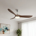 Khamsin | Ventilateur vintage argent et bois foncé, LED