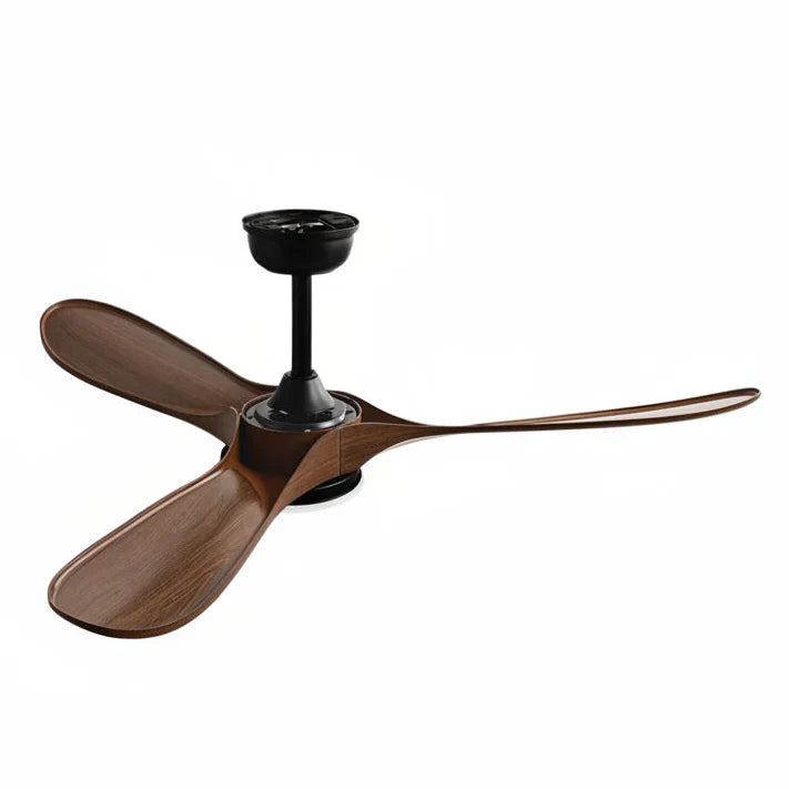Mistral | Ventilateur vintage noir et bois foncé, LED