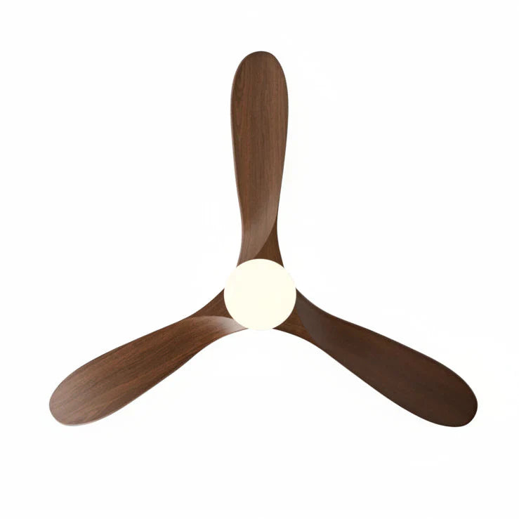 Khamsin | Ventilateur vintage argent et bois foncé, LED