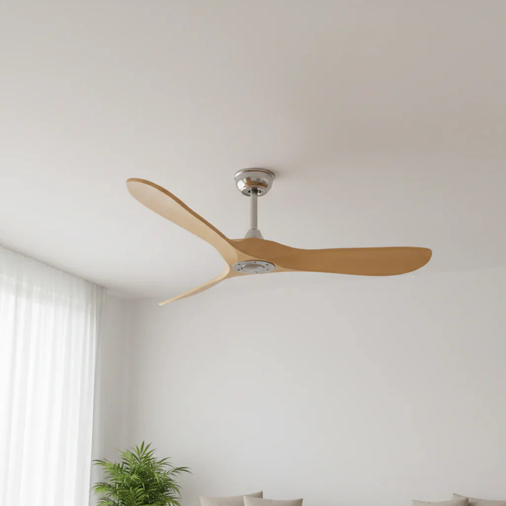 Tramontane | Ventilateur vintage argent et bois clair