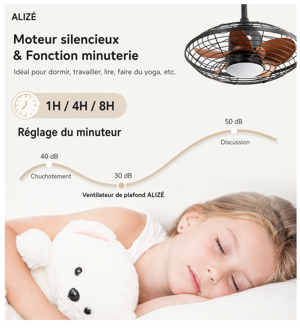 Vector | Ventilateur moderne LED télécommande 51 cm